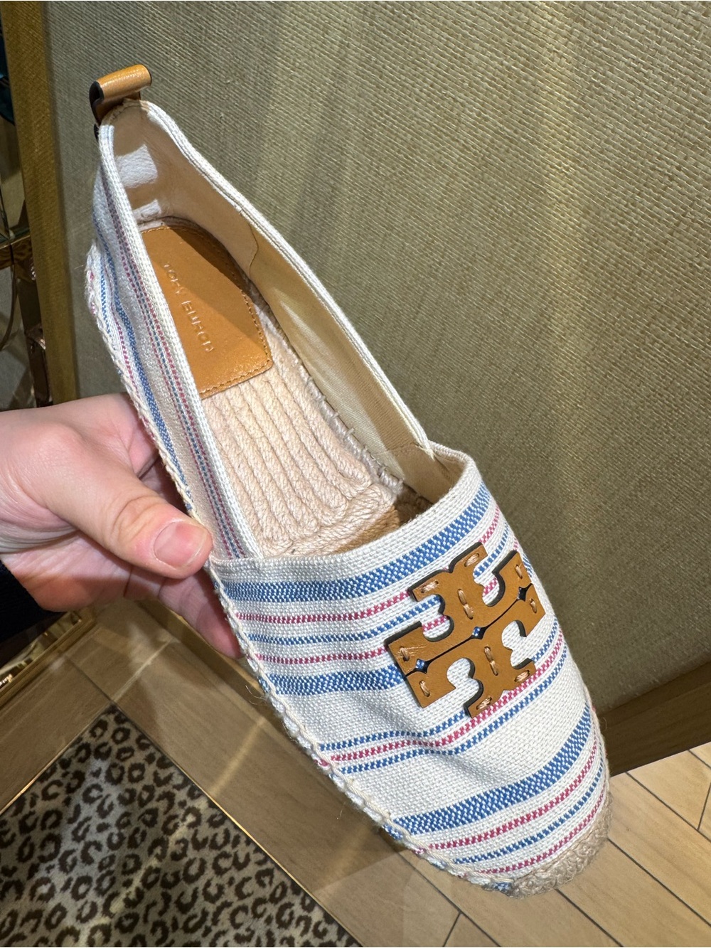 Tory Burch Stitch Logo Canvas Light Weight Espadrille Flats Shoes 05